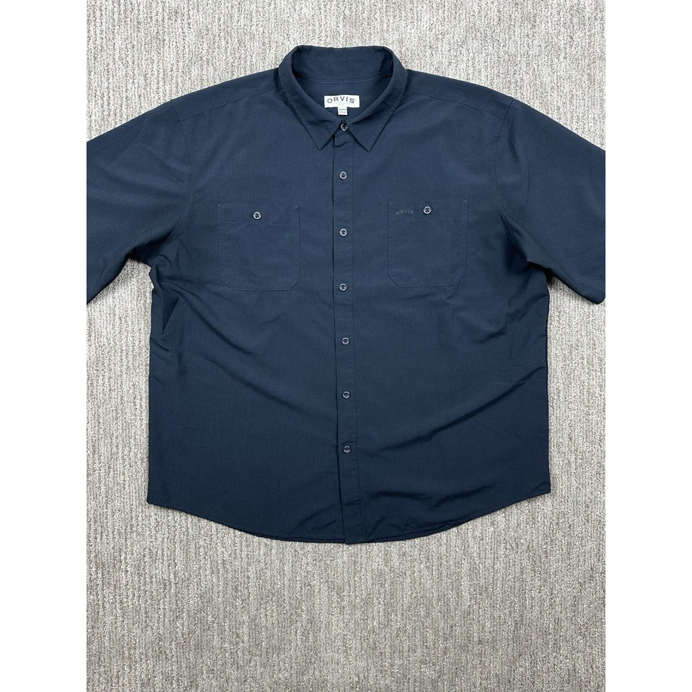 ORVIS Classic Collection Mens XXL Blue Short Sleeve Button Up Shirt Casual Size